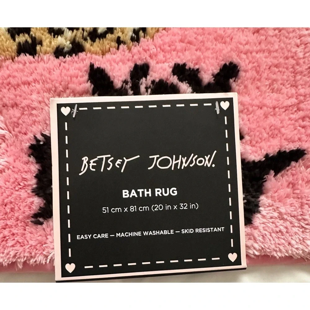 Betsey Johnson Pink Leopard Bath Rug Cheetah Coquette Glam 20x32